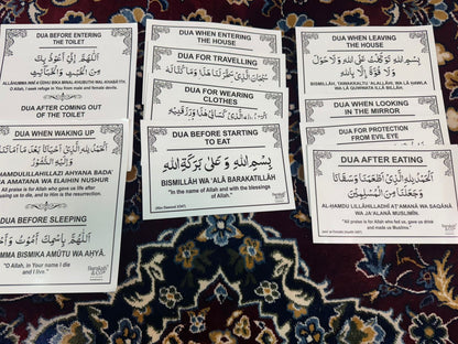 Complete Islamic dua sticker sheet included in the Dua Sticker Kit