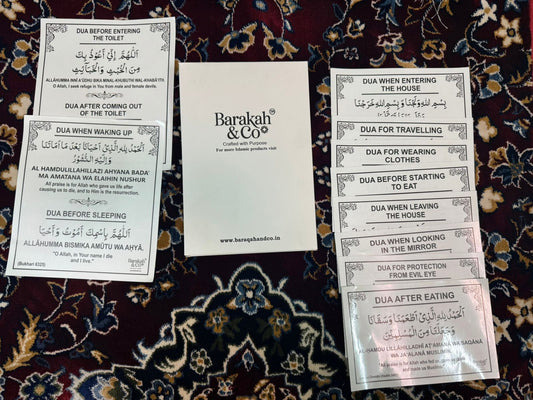 Islamic educational bundle featuring traceable Quran workbook and dua sticker set
