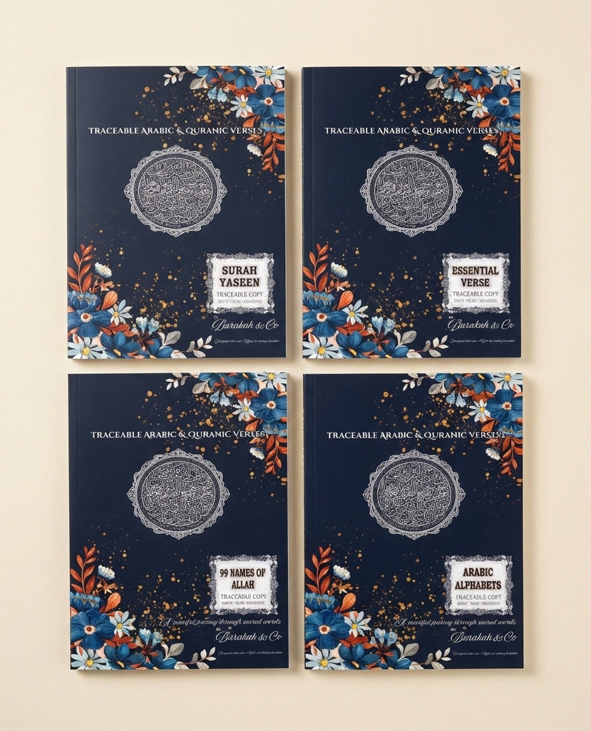 Structured Quran learning setup at home featuring the complete Islamic learning bundle